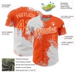 Maglia arancione con pennellate, design autentico personalizzato, modello astratto bianco da baseball 3D Maglia arancione con pennellate, design autentico personalizzato, modello astratto bianco da baseball 3D