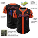 Maglia da baseball autentica personalizzata con 3 forme, colori nero, blu e arancione Maglia da baseball autentica personalizzata con 3 forme, colori nero, blu e arancione