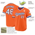 Maglia da baseball arancione retrò personalizzata, bianca e blu autentica Maglia da baseball arancione retrò personalizzata, bianca e blu autentica