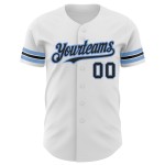 Maglia da baseball personalizzata autentica blu nera e bianca polvere Maglia da baseball personalizzata autentica blu nera e bianca polvere