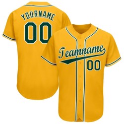 Maglia da baseball personalizzata oro verde-bianco