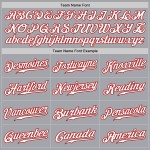 Maglia da baseball personalizzata in acciaio grigio sfumato-rosso bianco autentico Maglia da baseball personalizzata in acciaio grigio sfumato-rosso bianco autentico